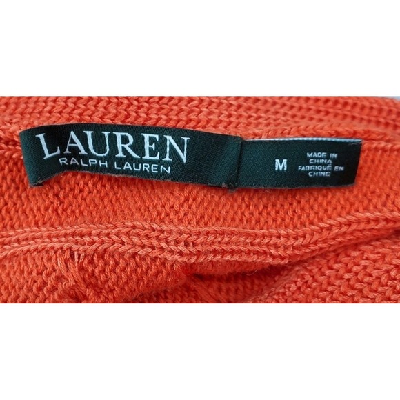 Lauren Ralph Lauren Cap Sleeve Cable Knit  Sweater Women's Size Medium Orange - Picture 4 of 4